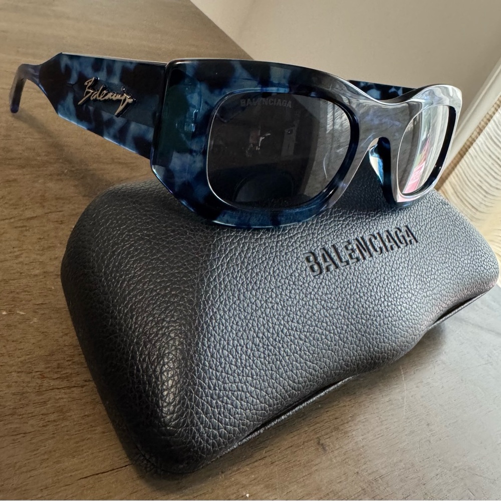 Balenciaga Blue Tortoiseshell Sunglasses